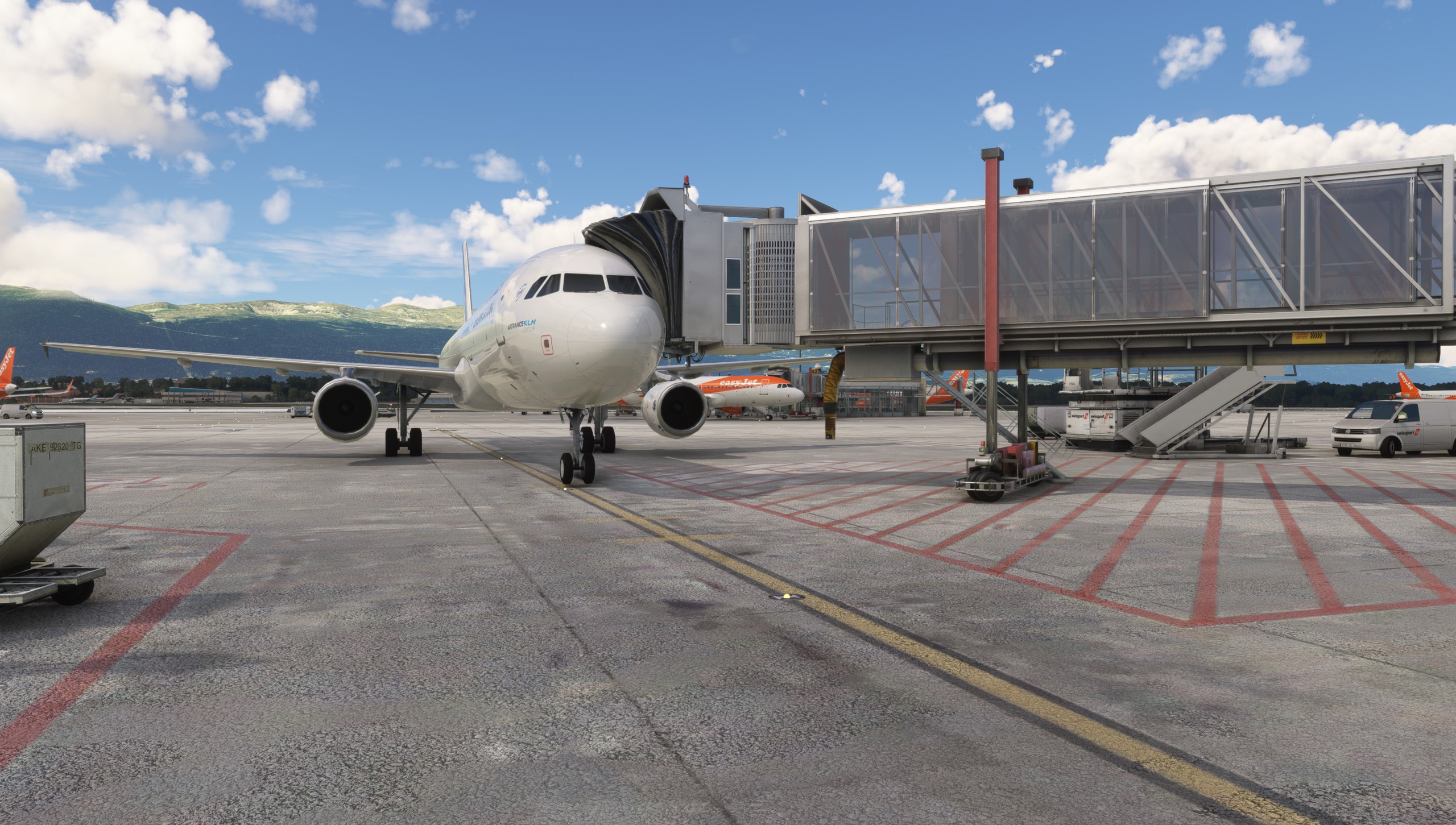 AI airplanes at Geneva with the new kind of animated jetways